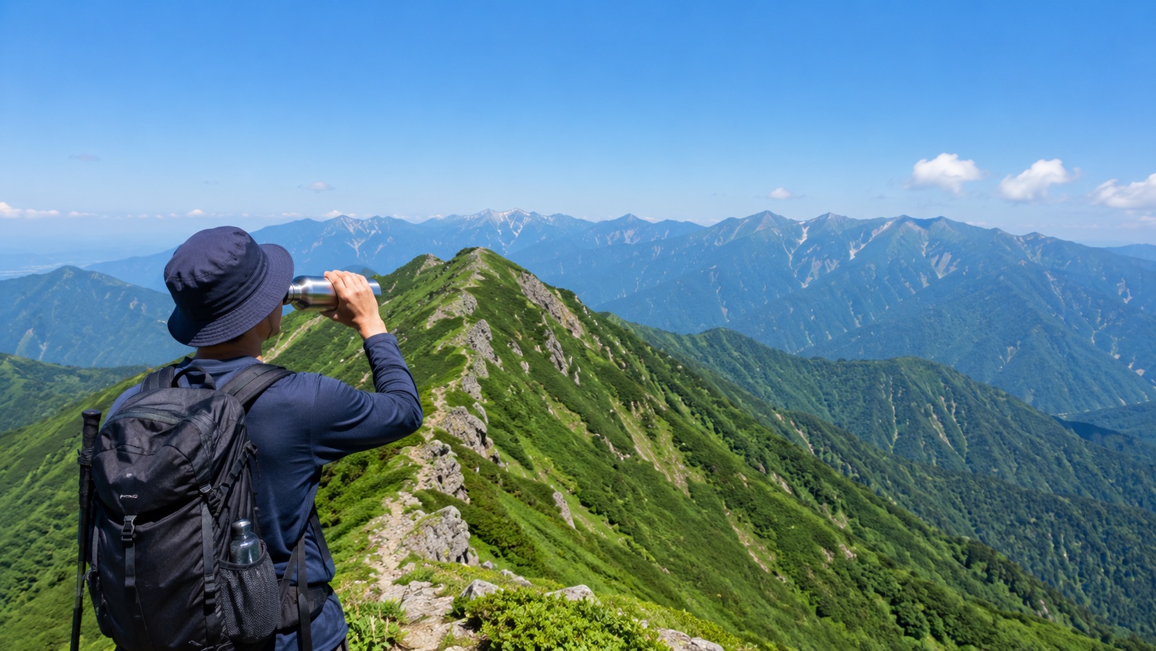 【比較・ギア選び】夏山の熱中症対策、行動食vs水分補給「どっちを優先する？」に関連する登山シーン